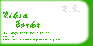 miksa borka business card